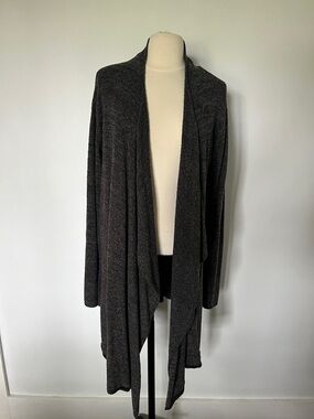 Barefoot Dreams Charcoal Open-Front Draped Cardigan